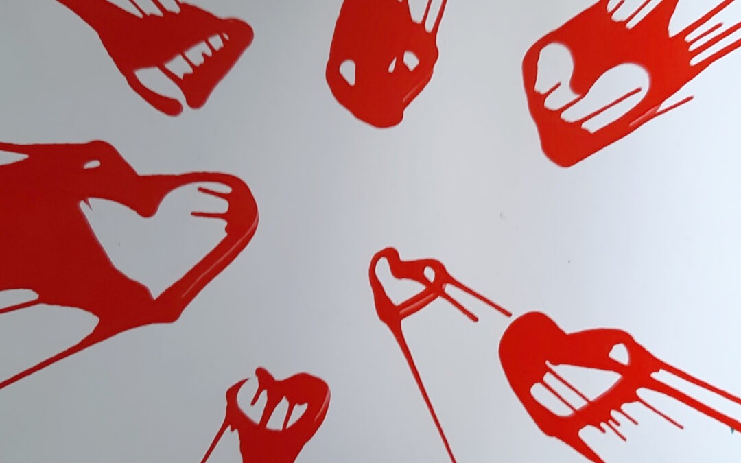 Farbige Herzen mit verlaufener Farbe